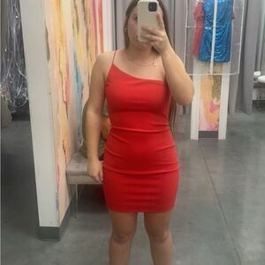 Elegant Red One-Shoulder Dress from Pink Paparatzi Couture boutique